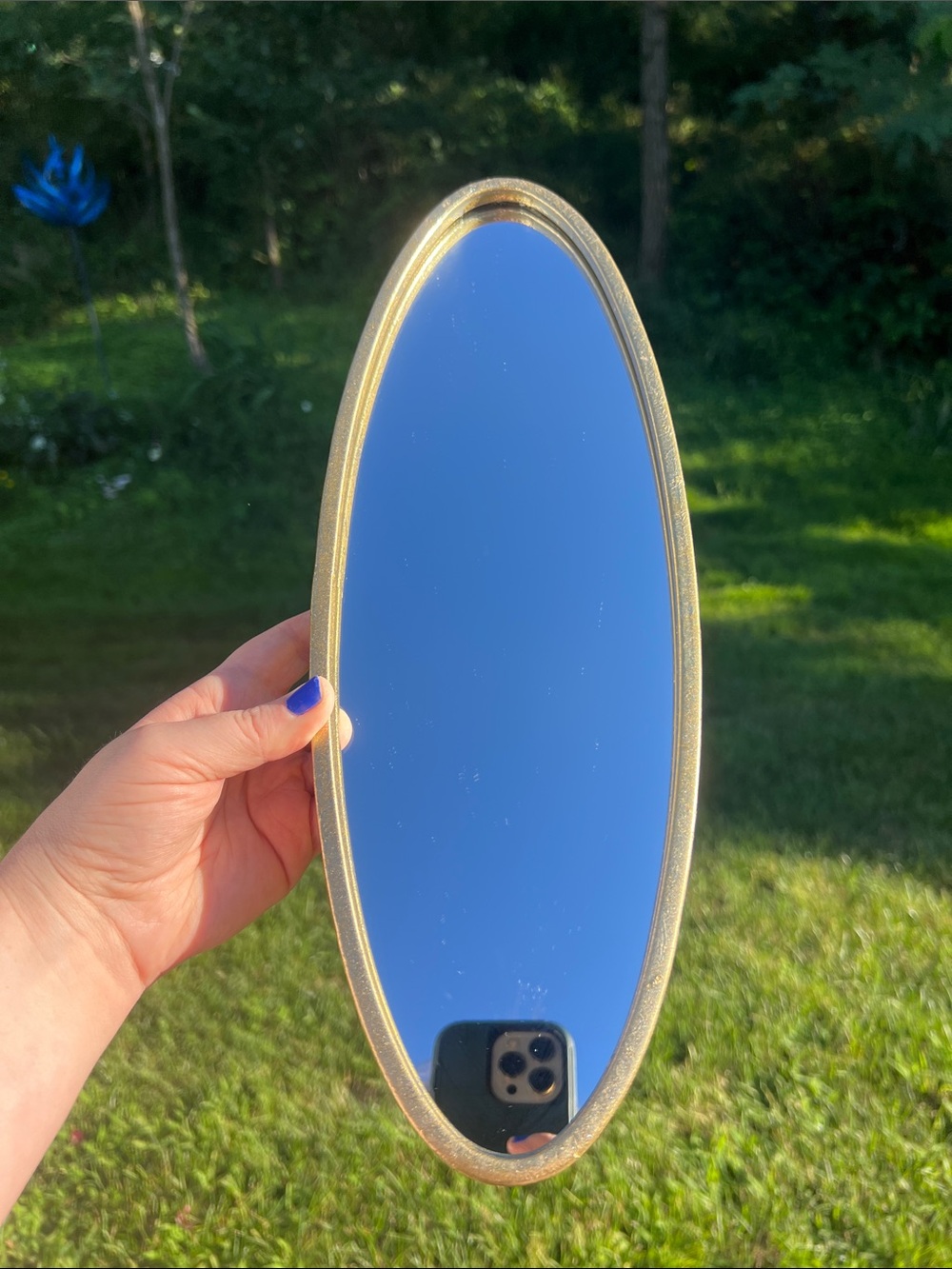 Beautiful Gold Gilt Skinny Oval Wall Mirror